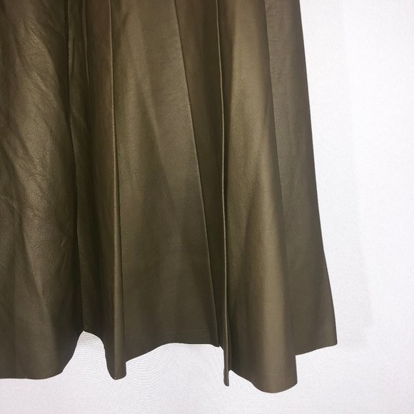 NEW DROME Leather Pleated A-Line Mini Skirt - Picture 2 of 6